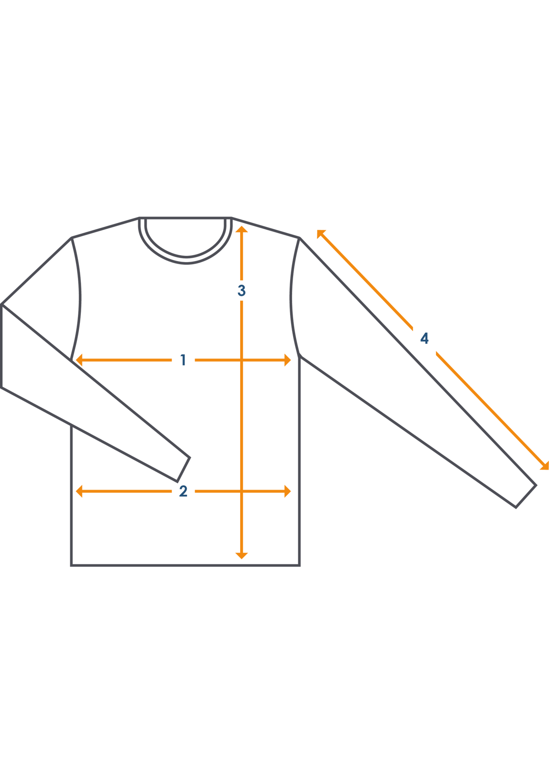 Meetinstructies t-shirt lange mouw Meetinstructies t-shirt lange mouw